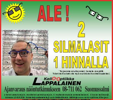 Silmälasien ostajalle Toiset silmälasit tai Aurinkolasit omalla voimakkuudella kaupanpäälle