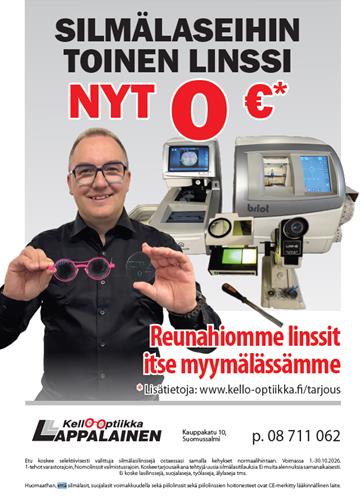 Nyt silmälaseihin 2 linssi 0 euroa